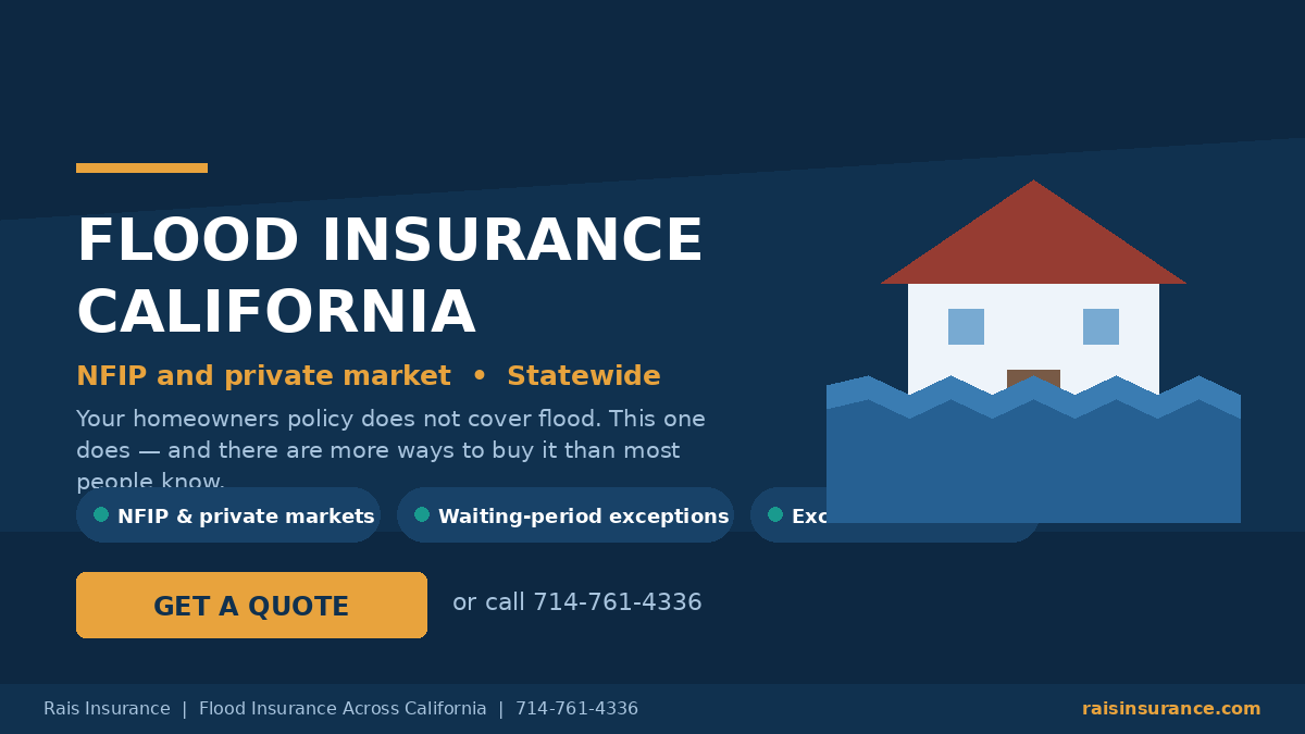 Flood Insurance California | Rais Insurance Flood insurance in California from Rais Insurance, covering NFIP and private market policies