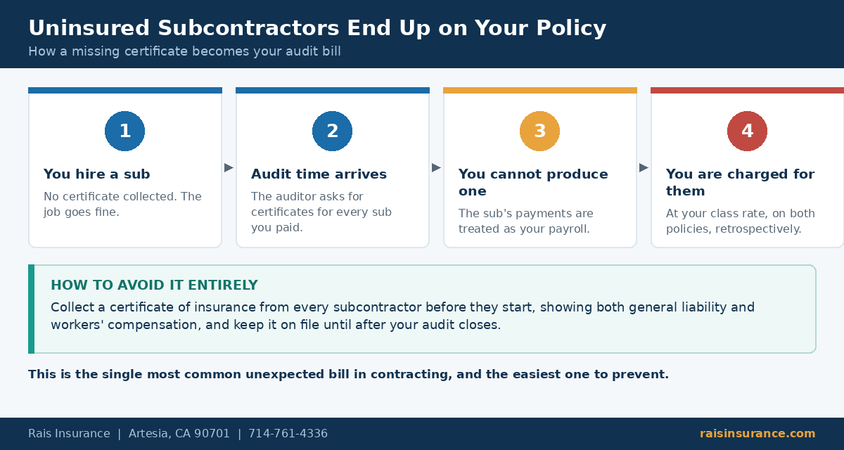 How uninsured subcontractors end up charged to your insurance policy at audit