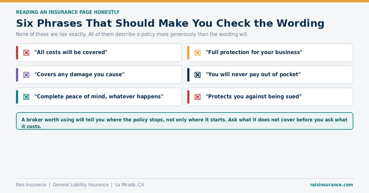 Six insurance marketing phrases that should prompt you to check the policy wording