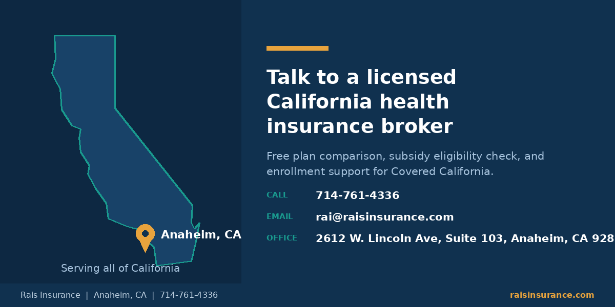 Rais Insurance, a California health insurance broker in Anaheim serving the whole state
