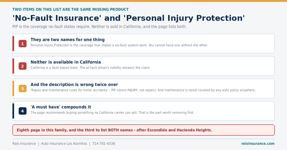 No-fault insurance and personal injury protection are the same product, not sold in California