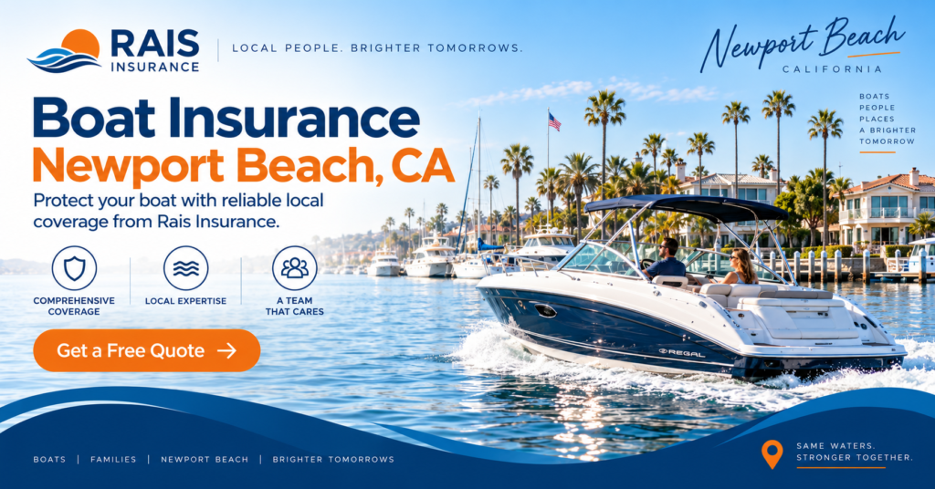 Reliable boat insurance coverage for boat owners in Newport Beach, California.
