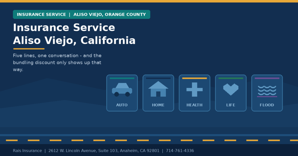 Insurance service Aliso Viejo California — auto, home, health, life and flood cover